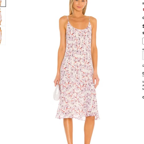 Rag & Bone Eva Floral Slip Dress Pink White Floral Midi 4 - Picture 1 of 9